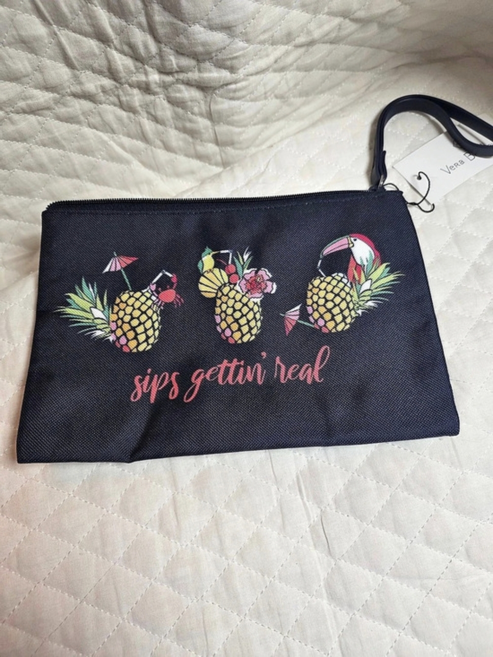Vera Bradley Pineapple Wristlet in Black & Yellow NWT